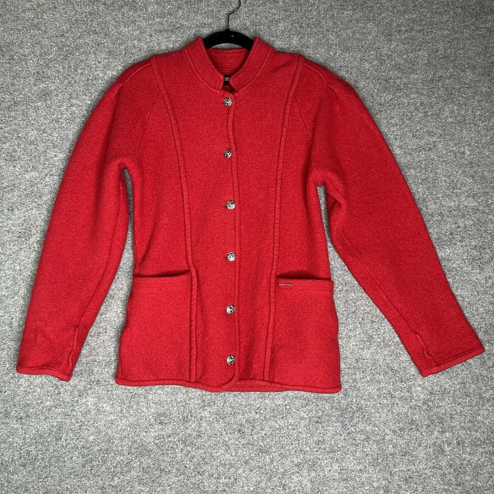 Vintage‎ Geiger Of Austria Boiled Wool Jacket Womens Size 40 Red